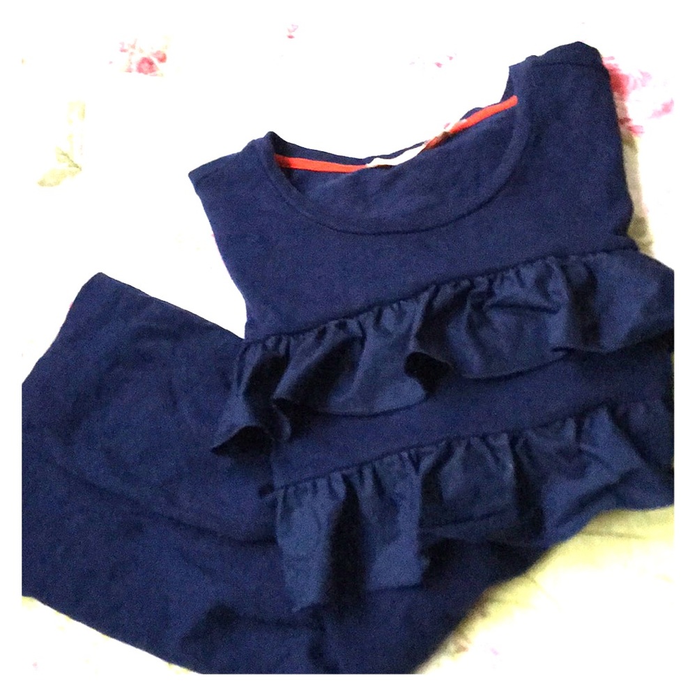 🔥TORY BURCH Lenox Deep Blue Ruffle Top